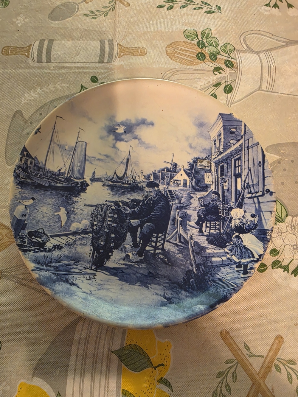 Blue Coastal Harbor Decorative Plate